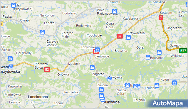 mapa Biertowice, Biertowice na mapie Targeo