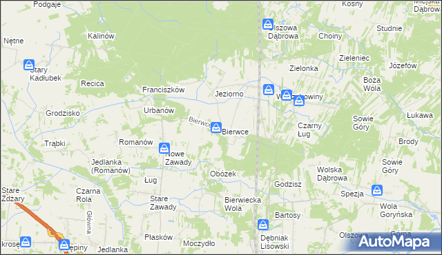 mapa Bierwce, Bierwce na mapie Targeo