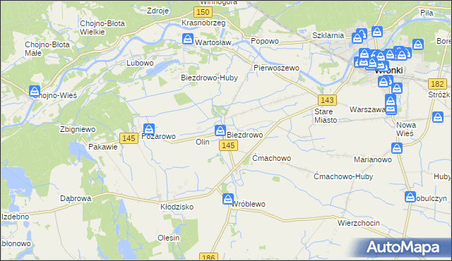mapa Biezdrowo, Biezdrowo na mapie Targeo