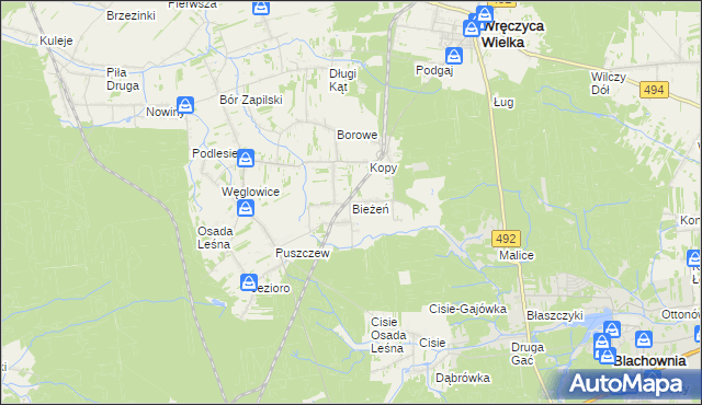 mapa Bieżeń, Bieżeń na mapie Targeo