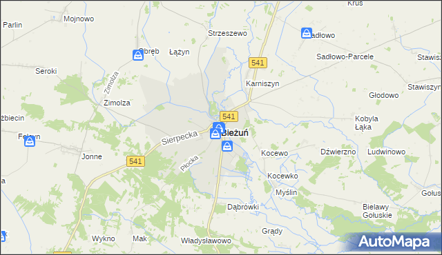 mapa Bieżuń, Bieżuń na mapie Targeo