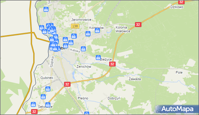 mapa Bieżyce, Bieżyce na mapie Targeo