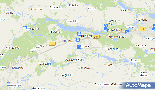 mapa Biskupice gmina Pobiedziska, Biskupice gmina Pobiedziska na mapie Targeo