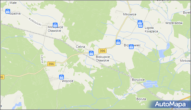 mapa Biskupice Oławskie, Biskupice Oławskie na mapie Targeo