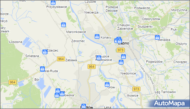 mapa Biskupice Radłowskie, Biskupice Radłowskie na mapie Targeo