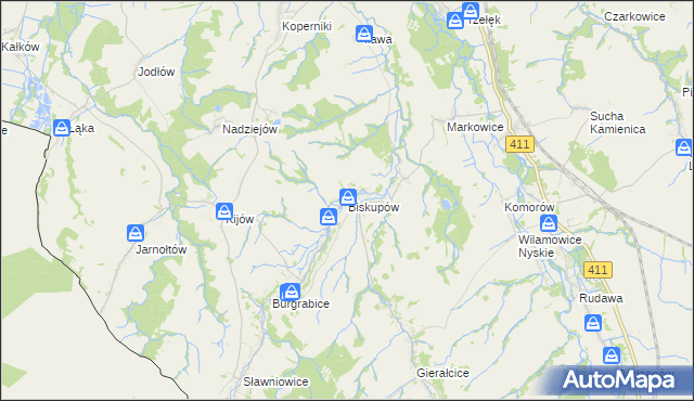 mapa Biskupów, Biskupów na mapie Targeo