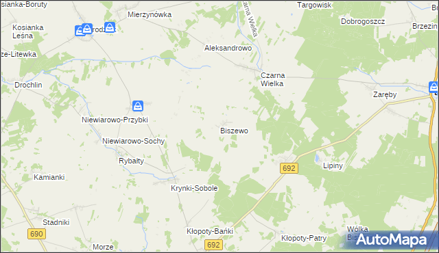mapa Biszewo, Biszewo na mapie Targeo