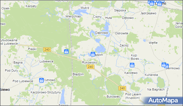 mapa Błądzim gmina Lniano, Błądzim gmina Lniano na mapie Targeo
