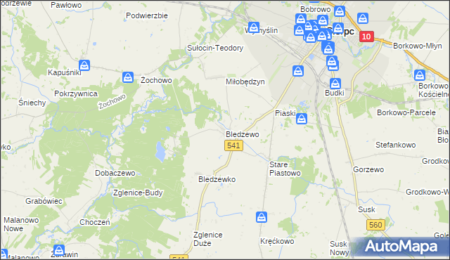 mapa Bledzewo, Bledzewo na mapie Targeo
