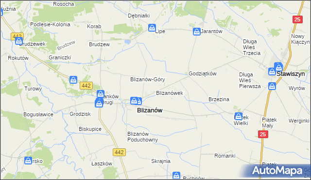 mapa Blizanówek, Blizanówek na mapie Targeo