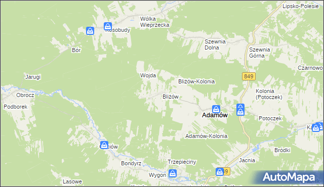 mapa Bliżów, Bliżów na mapie Targeo
