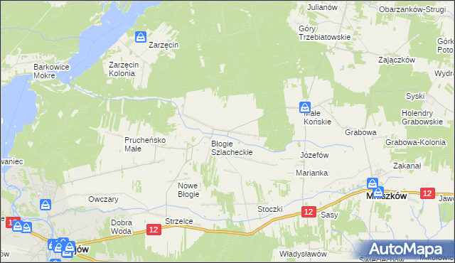 mapa Błogie Rządowe, Błogie Rządowe na mapie Targeo