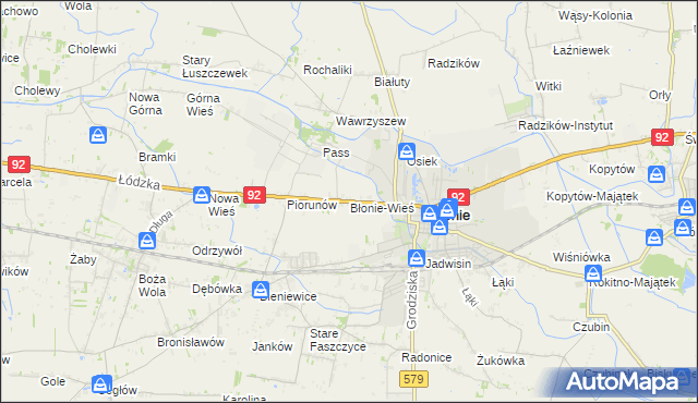 mapa Błonie-Wieś, Błonie-Wieś na mapie Targeo