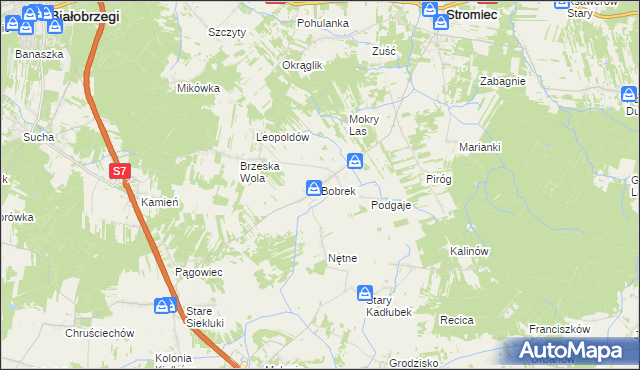 mapa Bobrek gmina Stromiec, Bobrek gmina Stromiec na mapie Targeo