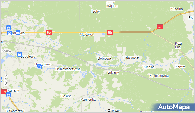 mapa Bobrowa gmina Zabłudów, Bobrowa gmina Zabłudów na mapie Targeo