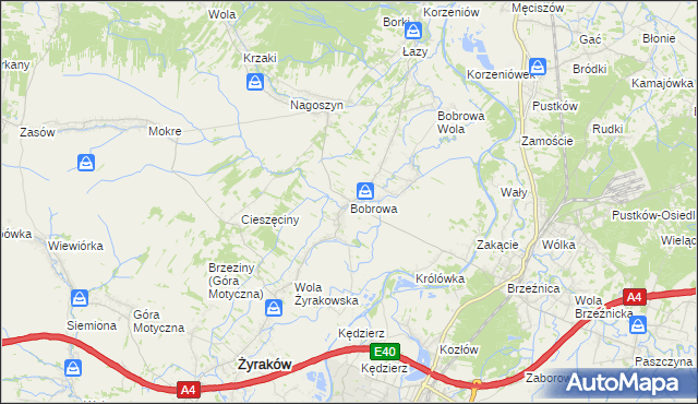 mapa Bobrowa gmina Żyraków, Bobrowa gmina Żyraków na mapie Targeo