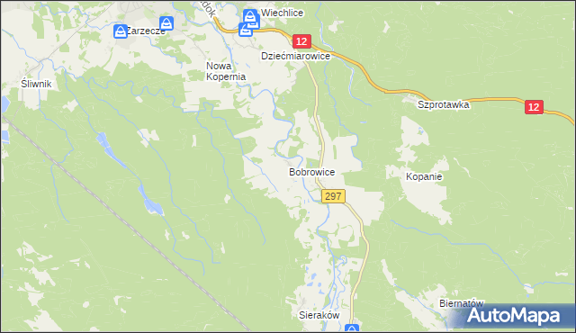 mapa Bobrowice gmina Szprotawa, Bobrowice gmina Szprotawa na mapie Targeo