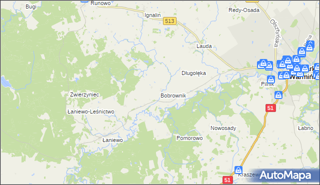 mapa Bobrownik, Bobrownik na mapie Targeo