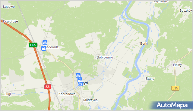 mapa Bobrowniki gmina Otyń, Bobrowniki gmina Otyń na mapie Targeo