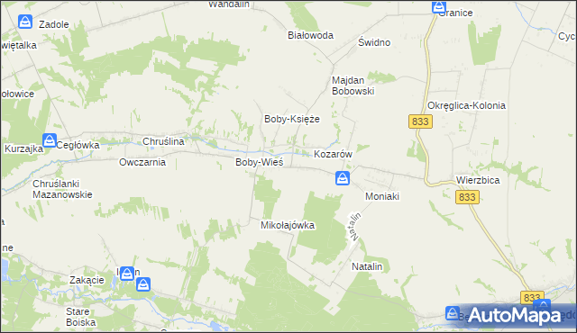 mapa Boby-Kolonia, Boby-Kolonia na mapie Targeo