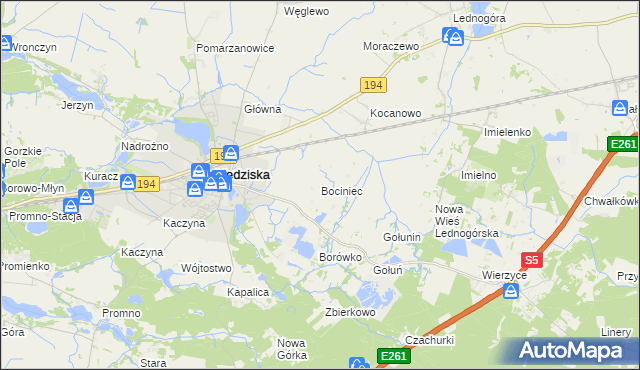 mapa Bociniec, Bociniec na mapie Targeo