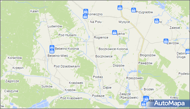 mapa Boczkowice gmina Włoszczowa, Boczkowice gmina Włoszczowa na mapie Targeo