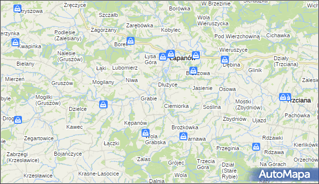 mapa Boczów gmina Łapanów, Boczów gmina Łapanów na mapie Targeo