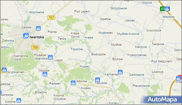 mapa Boduszów, Boduszów na mapie Targeo