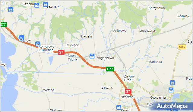 mapa Bogaczewo gmina Elbląg, Bogaczewo gmina Elbląg na mapie Targeo