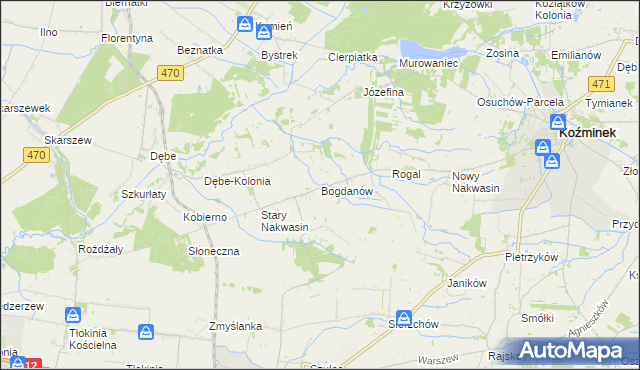 mapa Bogdanów gmina Koźminek, Bogdanów gmina Koźminek na mapie Targeo