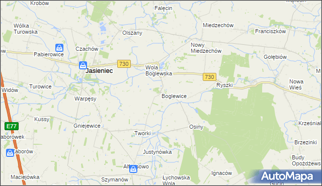 mapa Boglewice, Boglewice na mapie Targeo