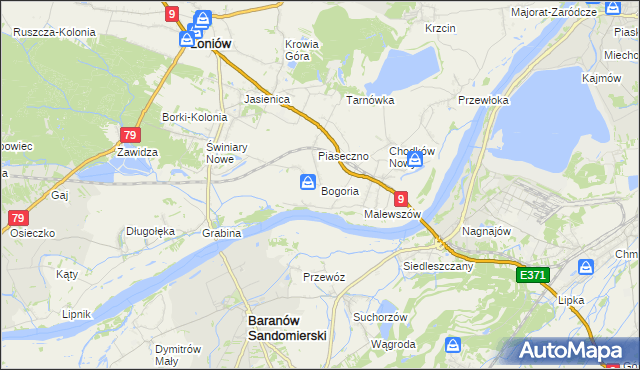 mapa Bogoria gmina Łoniów, Bogoria gmina Łoniów na mapie Targeo