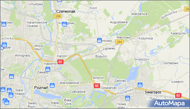 mapa Bogucin gmina Swarzędz, Bogucin gmina Swarzędz na mapie Targeo