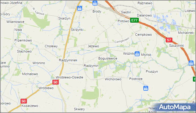 mapa Bogusławice gmina Płońsk, Bogusławice gmina Płońsk na mapie Targeo