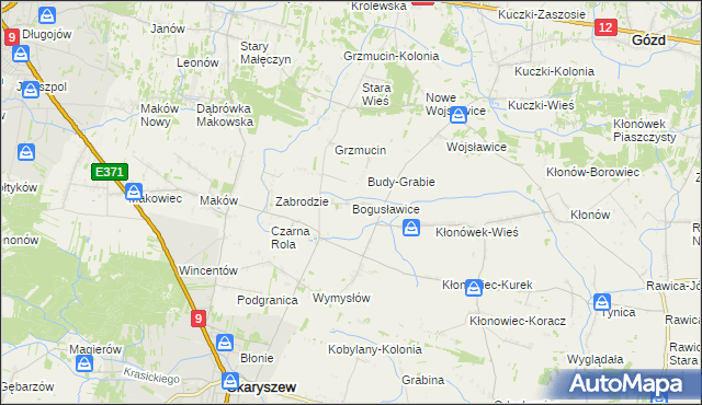 mapa Bogusławice gmina Skaryszew, Bogusławice gmina Skaryszew na mapie Targeo