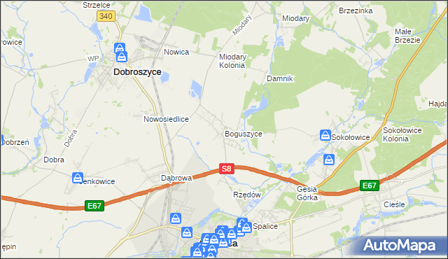 mapa Boguszyce gmina Oleśnica, Boguszyce gmina Oleśnica na mapie Targeo