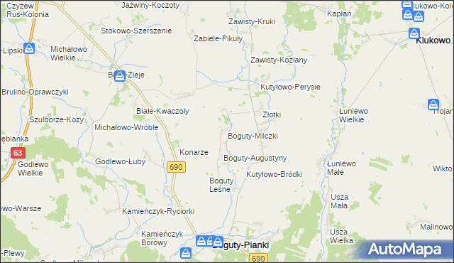 mapa Boguty-Milczki, Boguty-Milczki na mapie Targeo