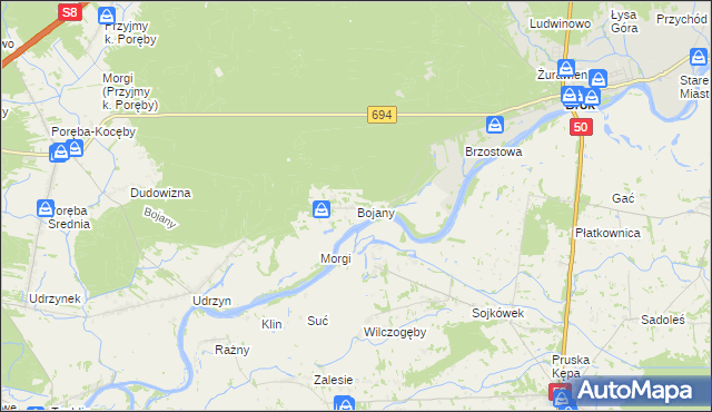 mapa Bojany, Bojany na mapie Targeo