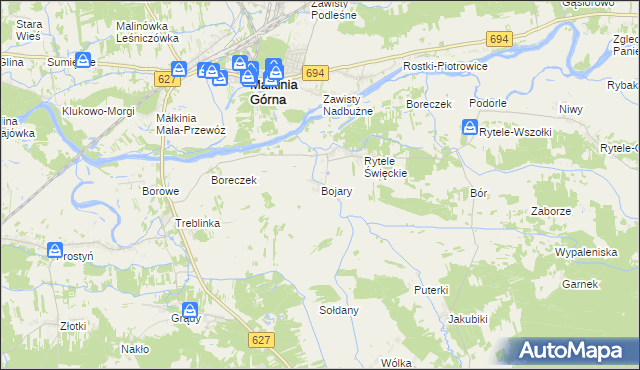 mapa Bojary gmina Kosów Lacki, Bojary gmina Kosów Lacki na mapie Targeo