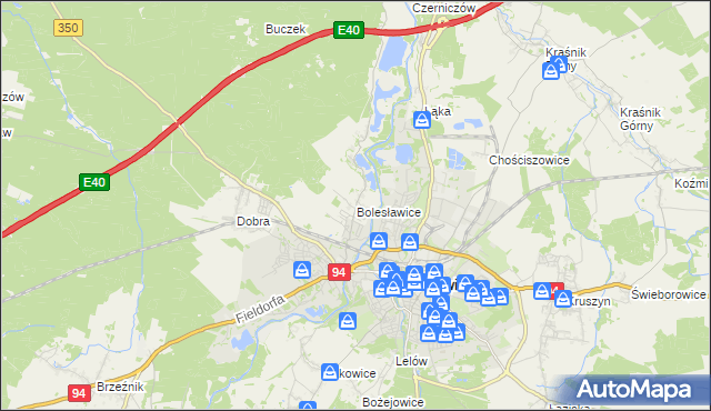 mapa Bolesławice gmina Bolesławiec, Bolesławice gmina Bolesławiec na mapie Targeo