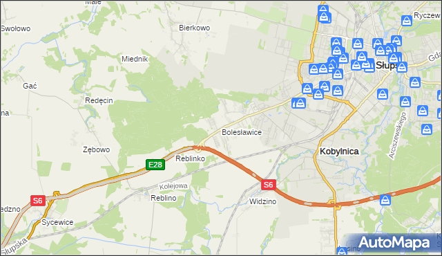 mapa Bolesławice gmina Kobylnica, Bolesławice gmina Kobylnica na mapie Targeo