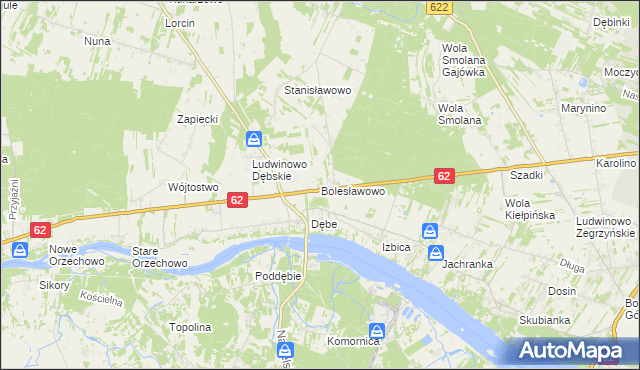 mapa Bolesławowo gmina Serock, Bolesławowo gmina Serock na mapie Targeo