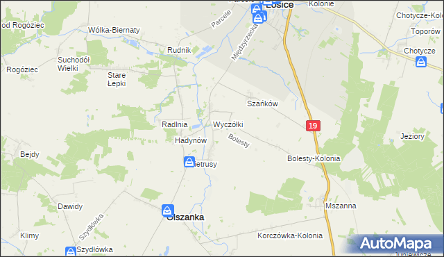 mapa Bolesty gmina Olszanka, Bolesty gmina Olszanka na mapie Targeo