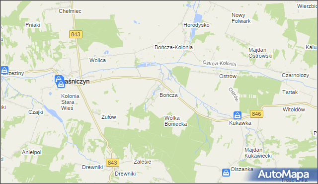 mapa Bończa gmina Kraśniczyn, Bończa gmina Kraśniczyn na mapie Targeo