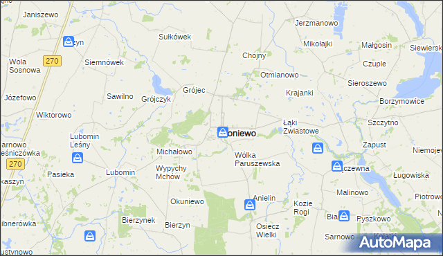 mapa Boniewo powiat włocławski, Boniewo powiat włocławski na mapie Targeo