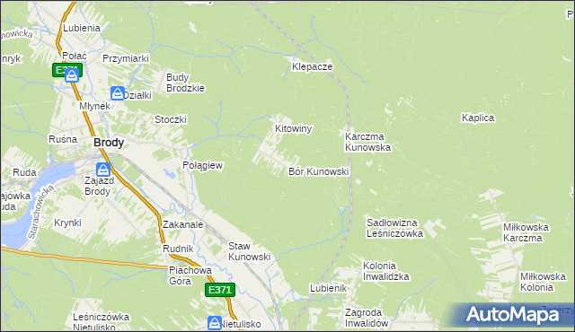 mapa Bór Kunowski, Bór Kunowski na mapie Targeo