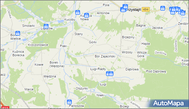 mapa Bór Zajaciński, Bór Zajaciński na mapie Targeo