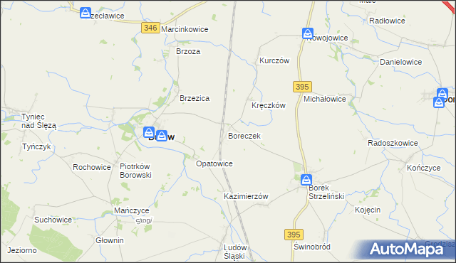 mapa Boreczek gmina Borów, Boreczek gmina Borów na mapie Targeo