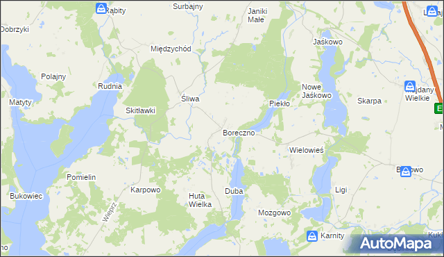 mapa Boreczno, Boreczno na mapie Targeo