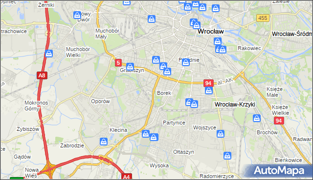 mapa Borek gmina Wrocław, Borek gmina Wrocław na mapie Targeo